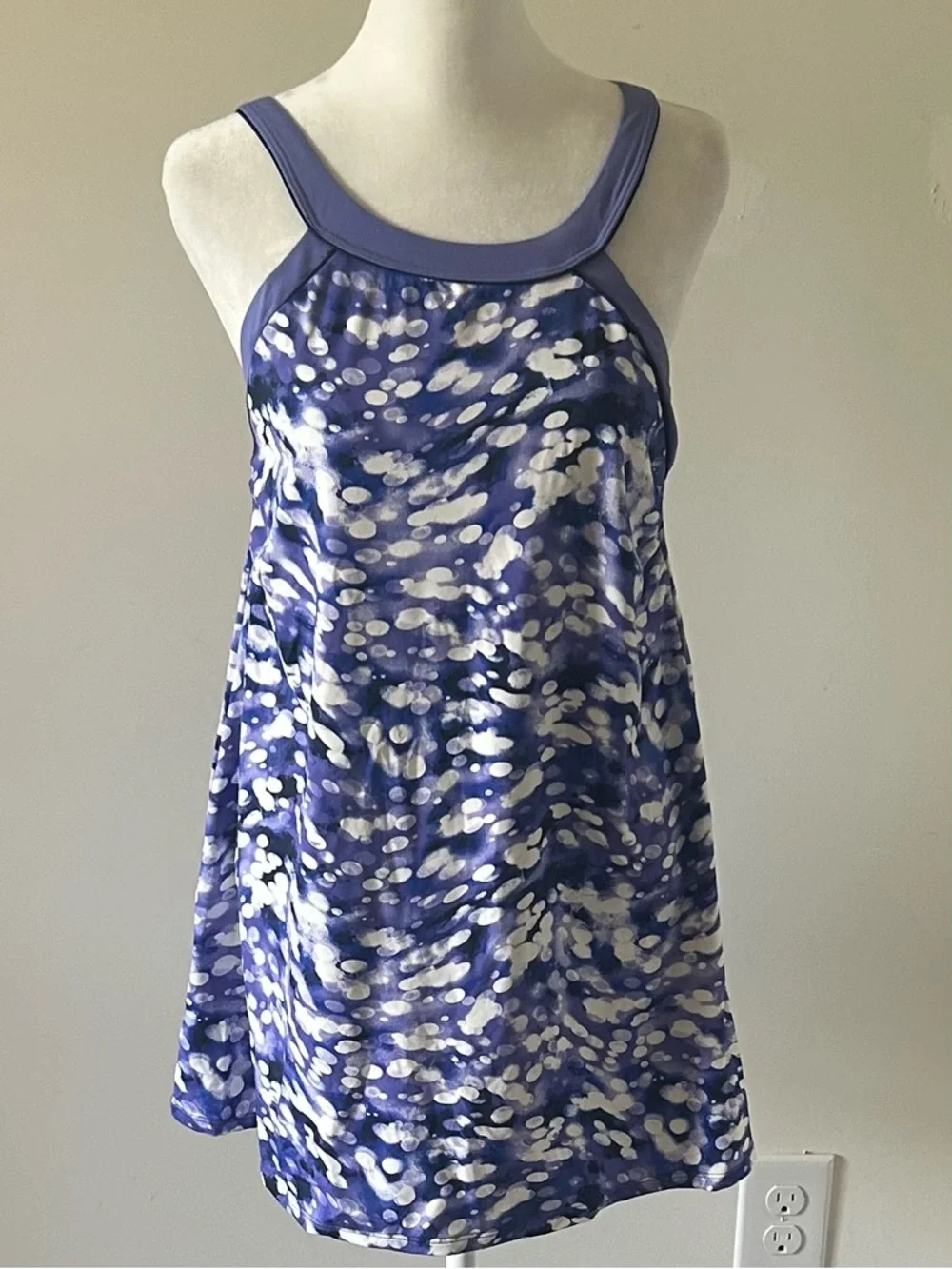 New Lands' End Regular High Neck Swim Dress Brush Tie Dye size 6